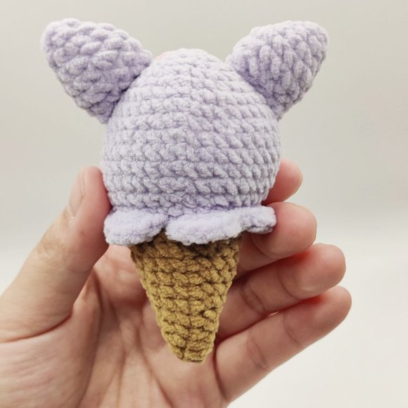 Handmade Amigurumi Crochet Sanrio Kuromi Ice Cream Cone - Picture 5 of 9